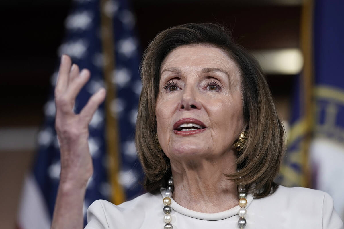 FILE - Speaker of the House Nancy Pelosi, D-Calif., speaks during a news conference at the Capi ...