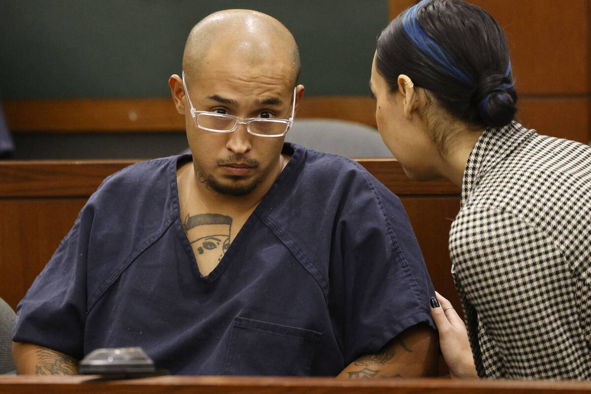 Victor Villanueva listens to his attorney Paloma Guerrero, during his court hearing, Tuesday, D ...