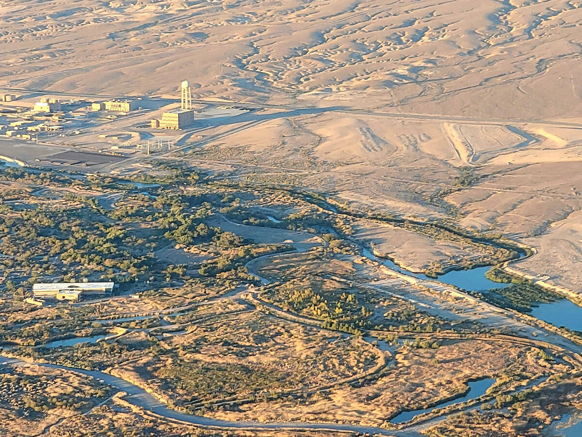 A view from an airplane of the most-visited area of Clark County Wetlands Park, which includes ...