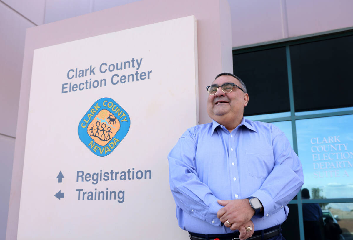 Clark County Registrar of Voters Joe Gloria at his office in North Las Vegas on Tuesday, Dec. 6 ...