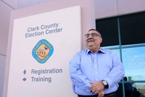 Clark County Registrar of Voters Joe Gloria at his office in North Las Vegas on Tuesday, Dec. 6 ...