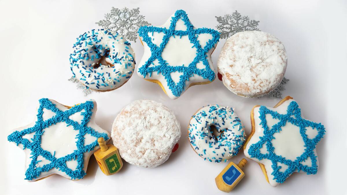 A selection of doughnuts being featured by Pinkbox Doughnuts of Las Vegas for Hanukkah 2022. (P ...