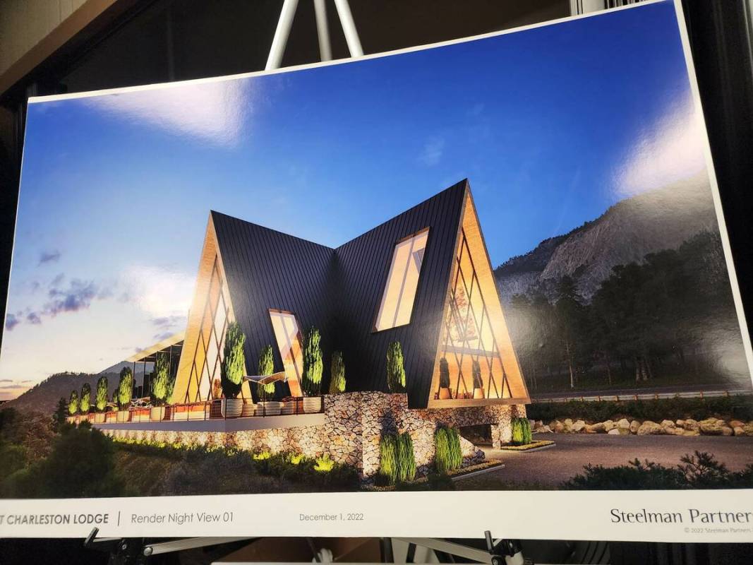 Exterior renderings of the Mount Charleston Lodge. The historic lodge in the Spring Mountains b ...