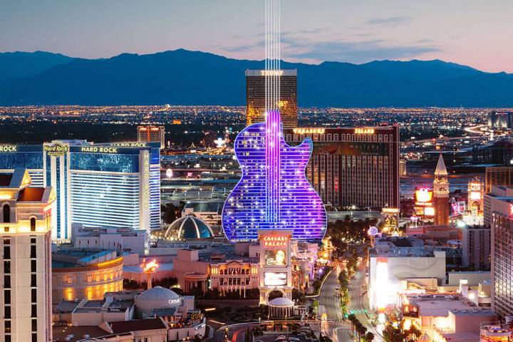 Hard Rock International plans to build a guitar-shaped hotel along the Las Vegas Strip, a rende ...