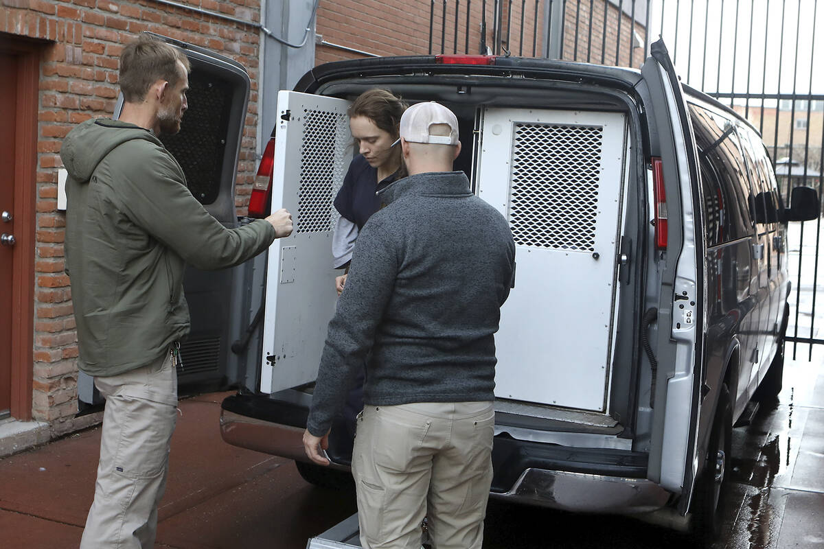 Naomi Bistline arrives at the federal courthouse in Flagstaff, Ariz., on Wednesday, Dec. 7, 202 ...