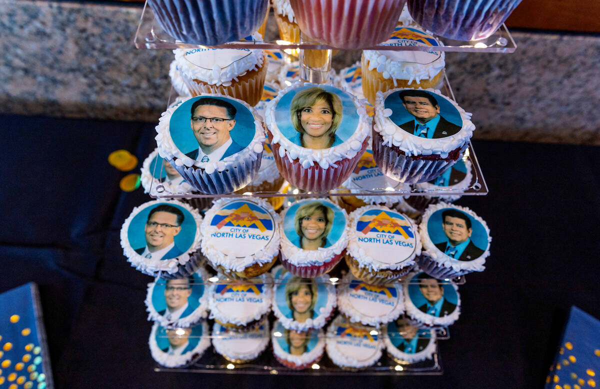 Cupcakes featuring North Las Vegas Councilman Scott Black, Mayor Pamela Goynes-Brown and Counci ...