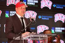 New UNLV football coach Barry Odom after being introduced at Richard Tam Alumni Hall in Las Veg ...