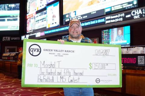 Marshal Taylor won Station Casinos' Last Man Standing pro football contest for $150,000. (Stati ...