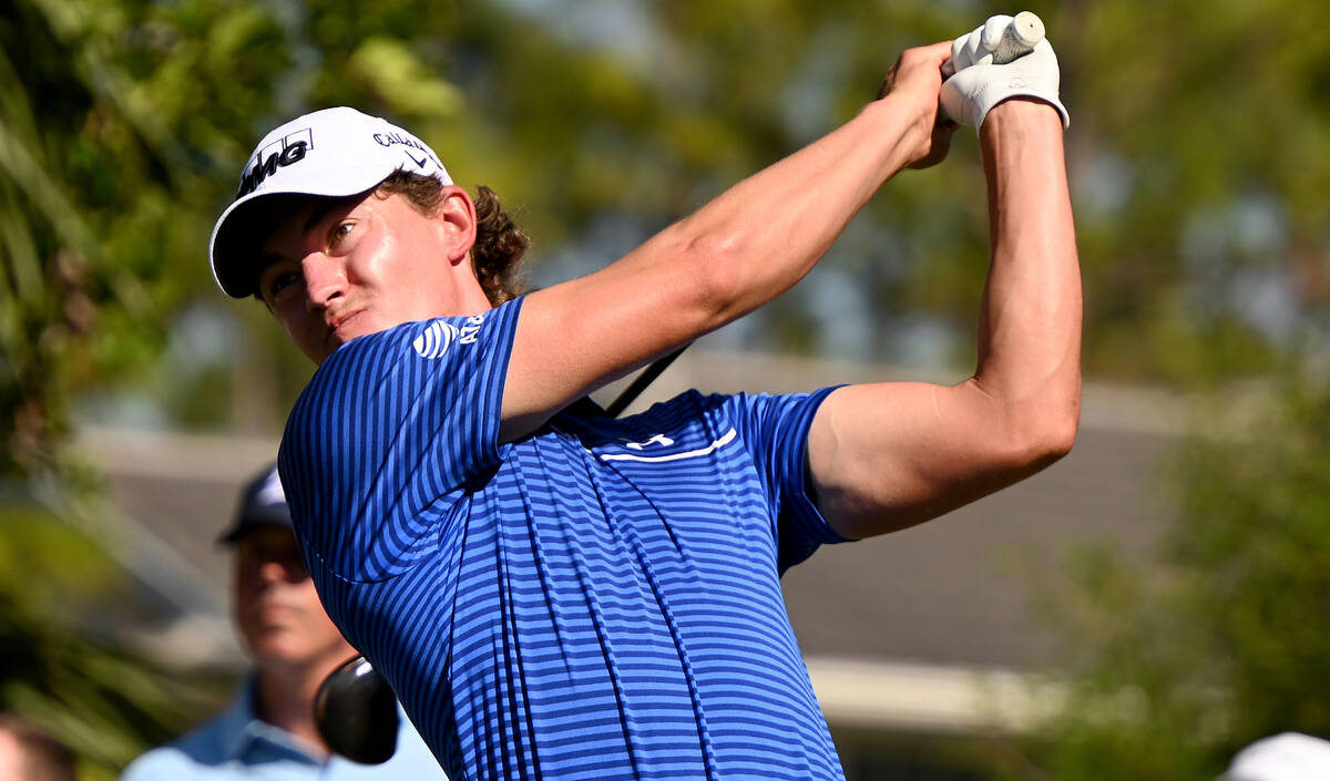 Maverick McNealy tees off on the seventh hole during the second round of the PGA QBE Shootout G ...