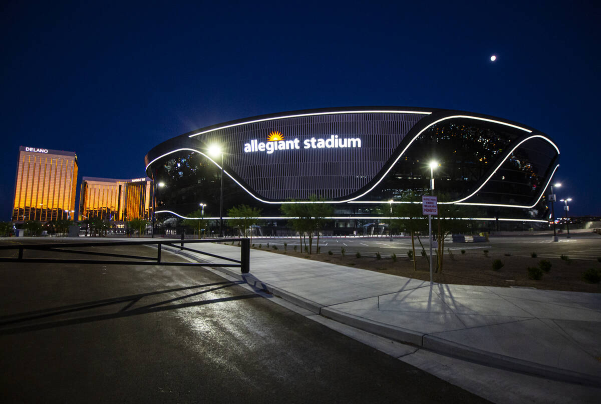 An exterior view of Allegiant Stadium in Las Vegas on Thursday, July 30, 2020. (Chase Stevens/L ...