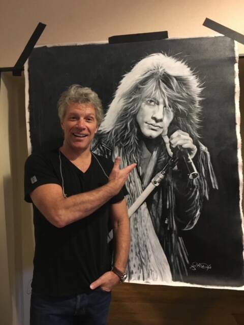 John Douglas's portrait of Jon Bon Jovi is part of Douglas's show at Animazing Gallery at The G ...