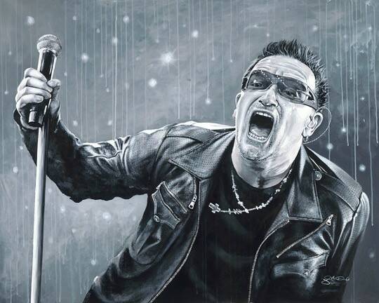 John Douglas's portrait of Bono is part of Douglas's show at Animazing Gallery at The Grand Can ...