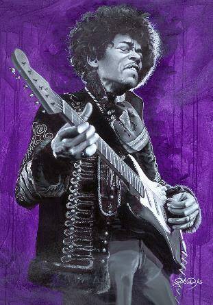 John Douglas's portrait of Jimi Hendrix is part of Douglas's show at Animazing Gallery at The G ...