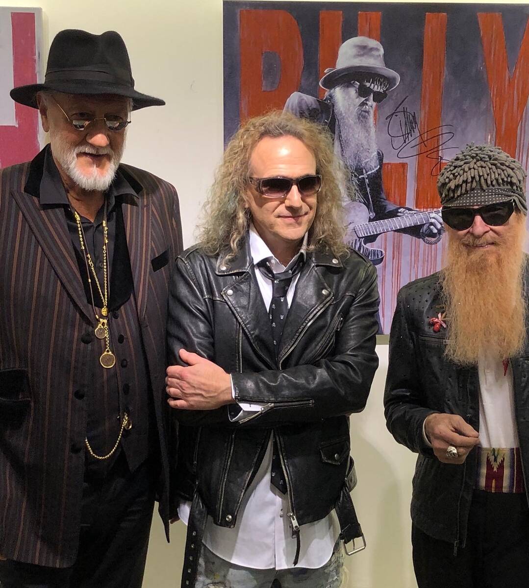Mick Fleetwood, Billy Gibbons and John Douglas are shown at Douglas' gallery premiere at Animaz ...