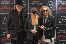 Mick Fleetwood, Billy Gibbons and John Douglas are shown at Douglas' gallery premiere at Animaz ...