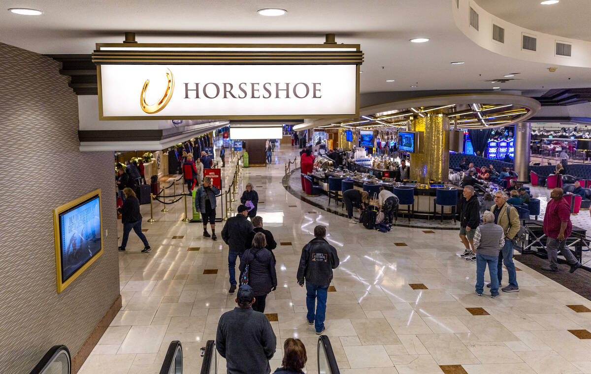 Some entrance signage now shows Horseshoe Las Vegas (formerly Bally's), with the rebrand set to ...