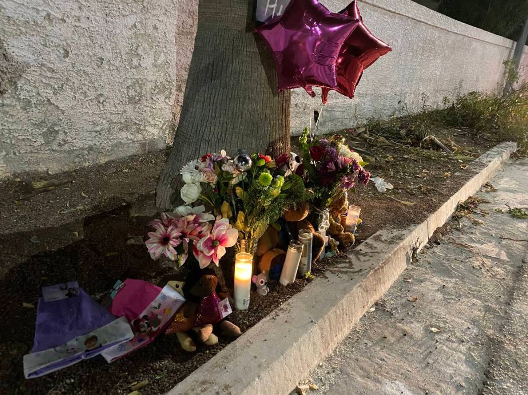 A memorial on Tuesday, Dec. 13, 2022, at the site of a deadly crash in the 5000 block of Scott ...