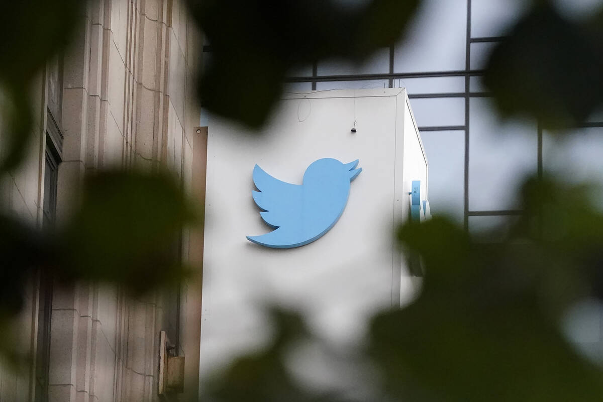 FILE - A sign at Twitter headquarters is shown in San Francisco, Thursday, Dec. 8, 2022. Twitte ...