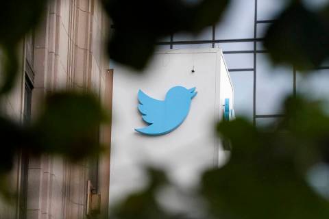 FILE - A sign at Twitter headquarters is shown in San Francisco, Thursday, Dec. 8, 2022. Twitte ...