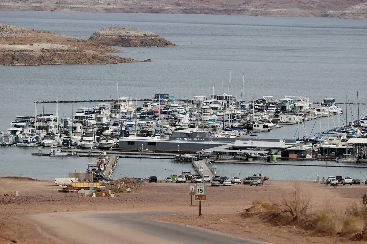 Boats docked Dec. 5, 2022, at the Lake Mead Marina on Lake Mead. (K.M. Cannon/Las Vegas Review- ...