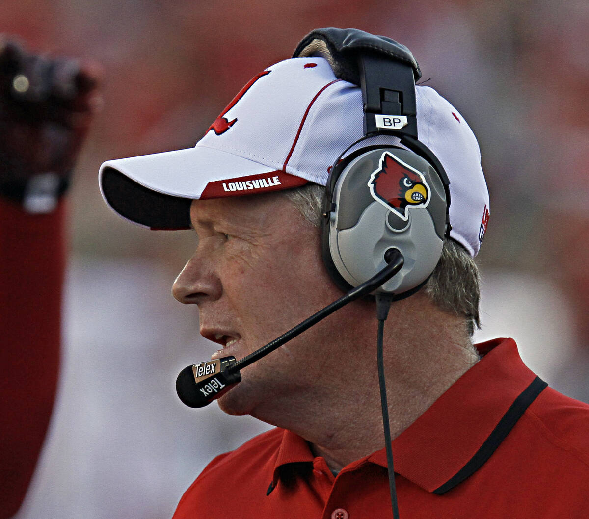 Louisville coach Bobby Petrino watches his team against Wake Forest in their NCAA college footb ...