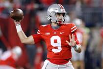 Then-Ohio State quarterback Jack Miller plays against Akron during an NCAA college football gam ...
