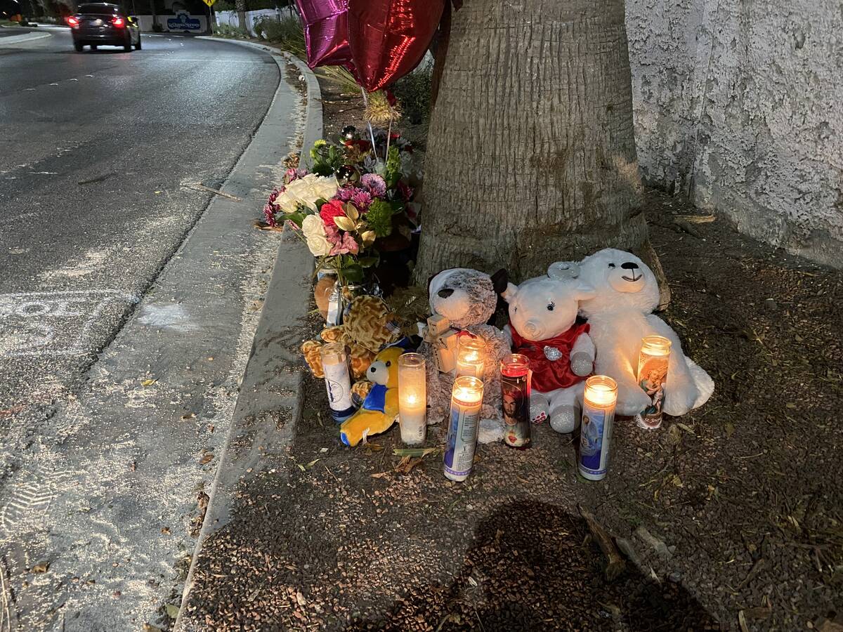 A memorial on Tuesday, Dec. 13, 2022, at the site of a deadly crash in the 5000 block of Scott ...