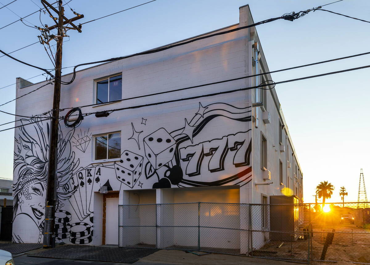 A mural adorns the rear entrance of the former Alpine Motel which is now under redevelopment an ...