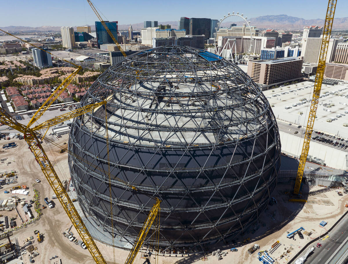 Construction at the MSG Sphere at the Venetian is underway on Tuesday, May 24, 2022, in Las Veg ...