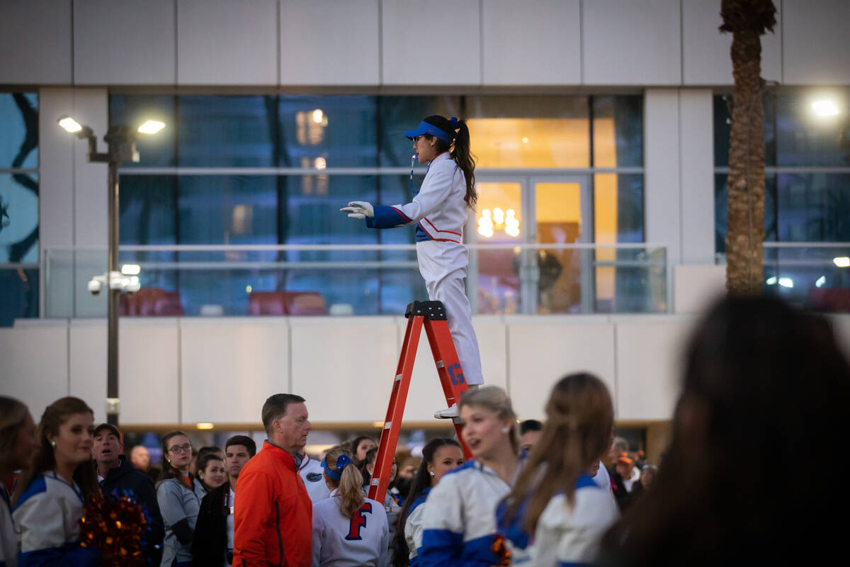 University of Florida’s marching band performs during a pep rally for both University of ...