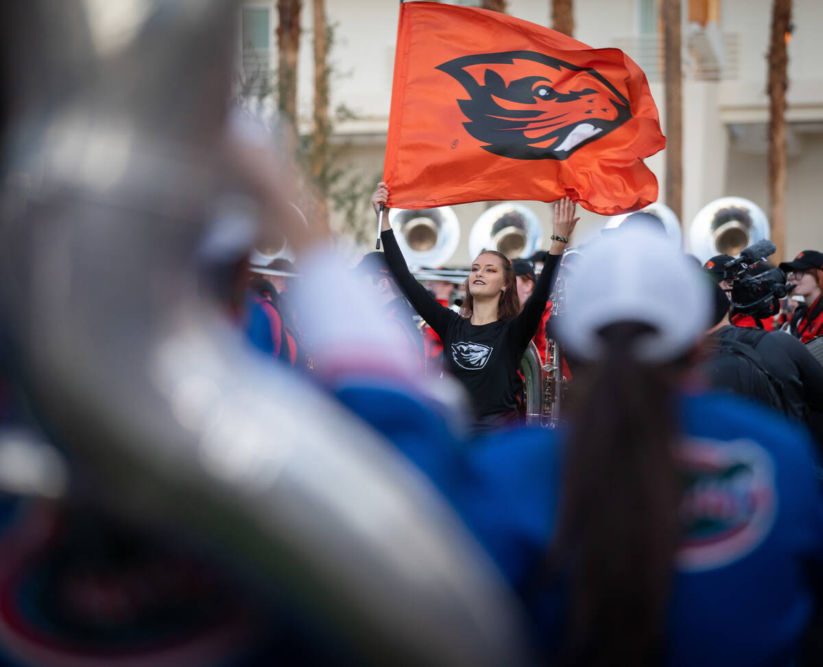 A pep rally for both University of Florida and Oregon State University fans is hosted at the Vi ...