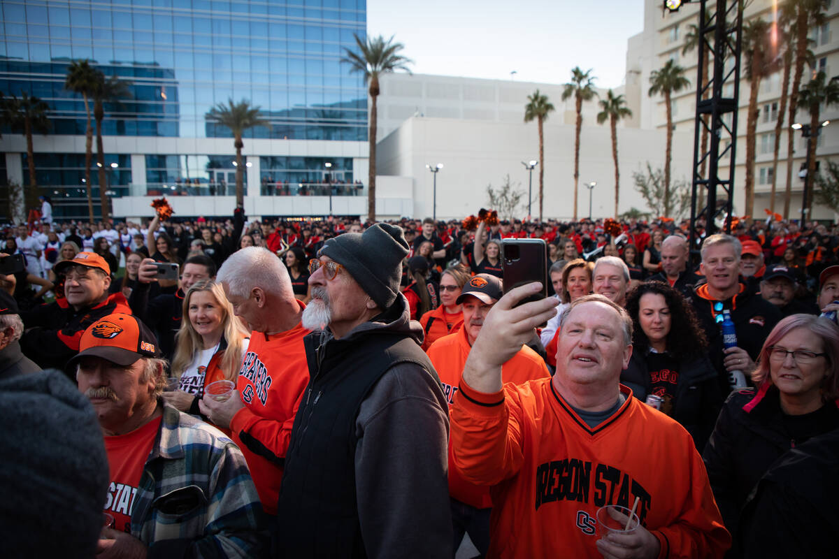 A pep rally for both University of Florida and Oregon State University fans is hosted at the Vi ...
