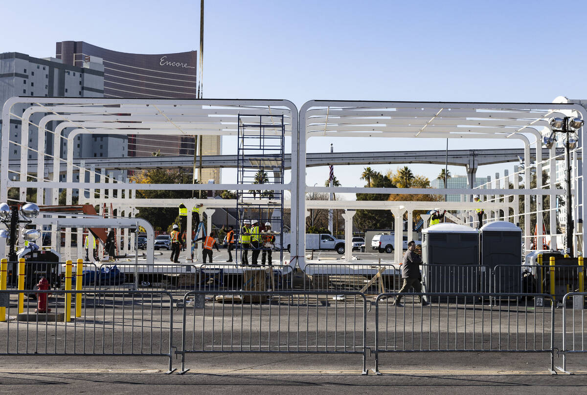 The Las Vegas Convention and Visitors Authority is preparing by building temporary structures f ...