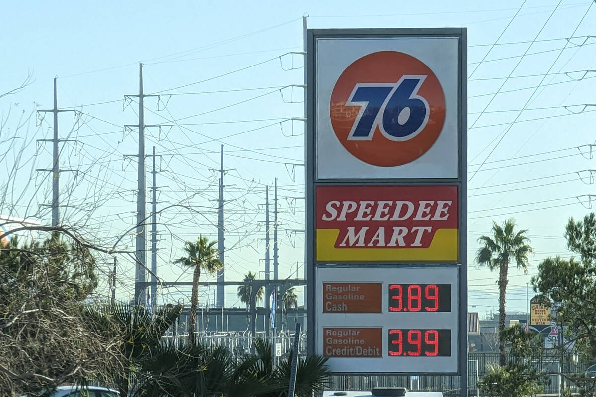 Gas prices are seen at the Speedee Mart on Flamingo Road and University Center Drive in Las Veg ...