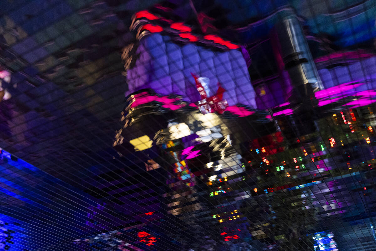 Lights and decor are reflected in the ceiling at Peppermill on Wednesday, Dec. 14, 2022, in Las ...