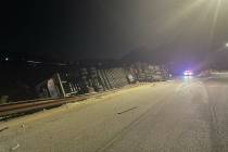 The Nevada State Police Highway Patrol investigates a fatal crash involving a tractor-trailer o ...