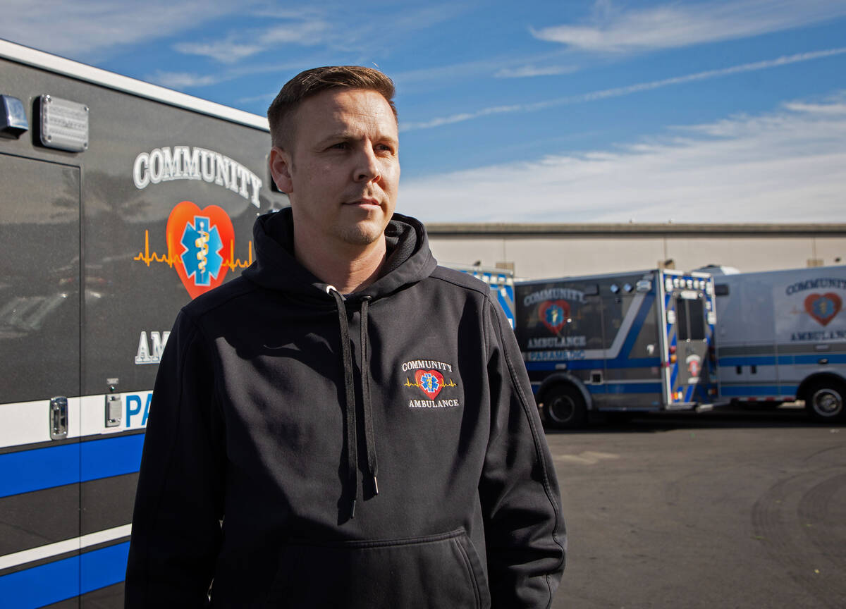 Glen Simpson, Senior Director of Community Ambulances, poses for a portrait at headquarters on ...