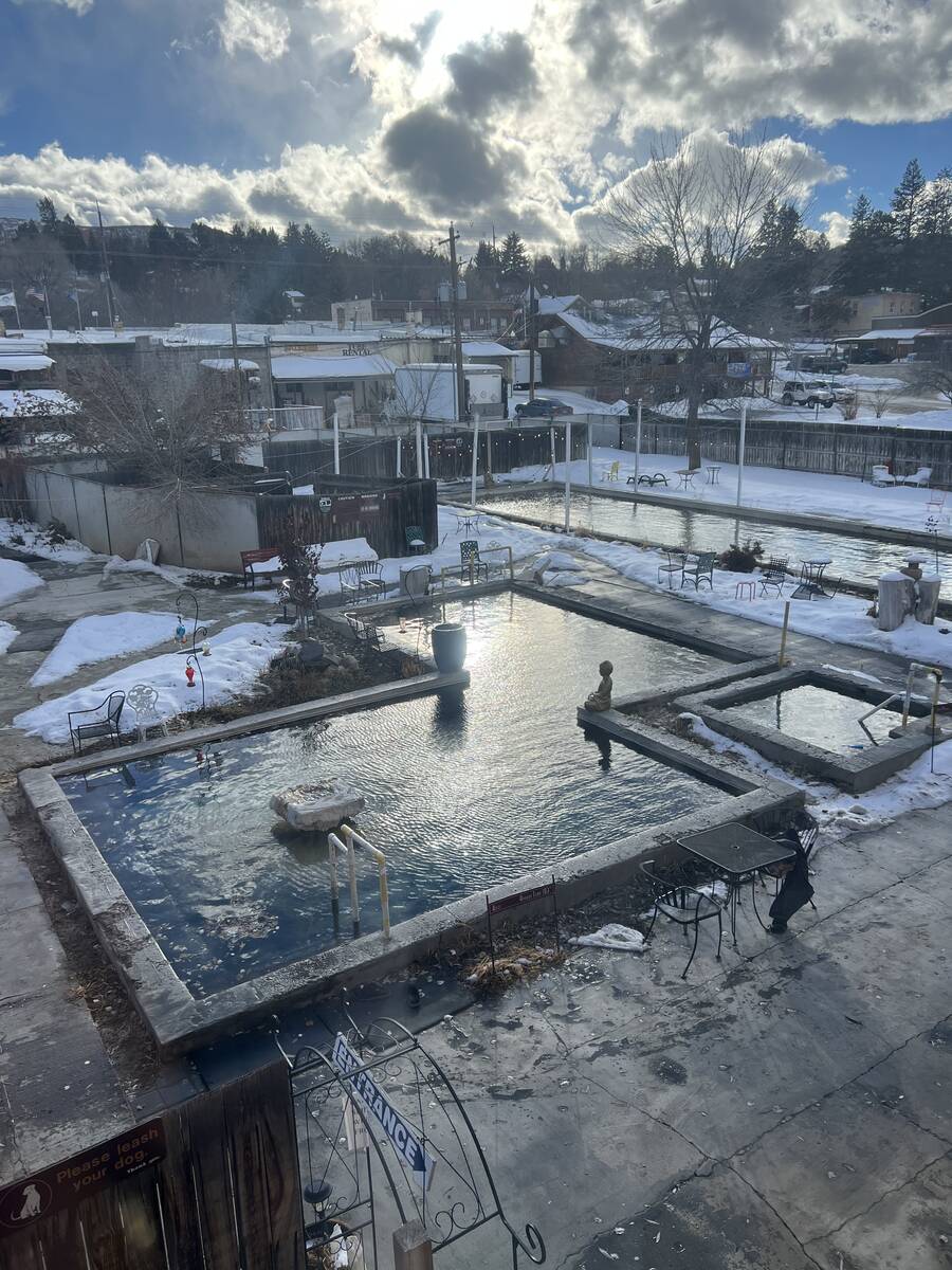 A shot of Lava Hot Springs Inn's pool on a sub-freezing afternoon on Wednesday, Dec. 21, 2022. ...