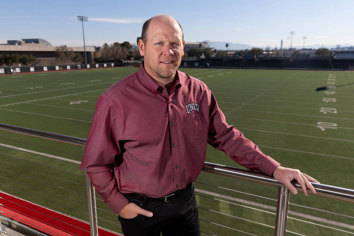 New UNLV football coach Barry Odom poses for a portrait at UNLV's Fertitta Football Complex in ...