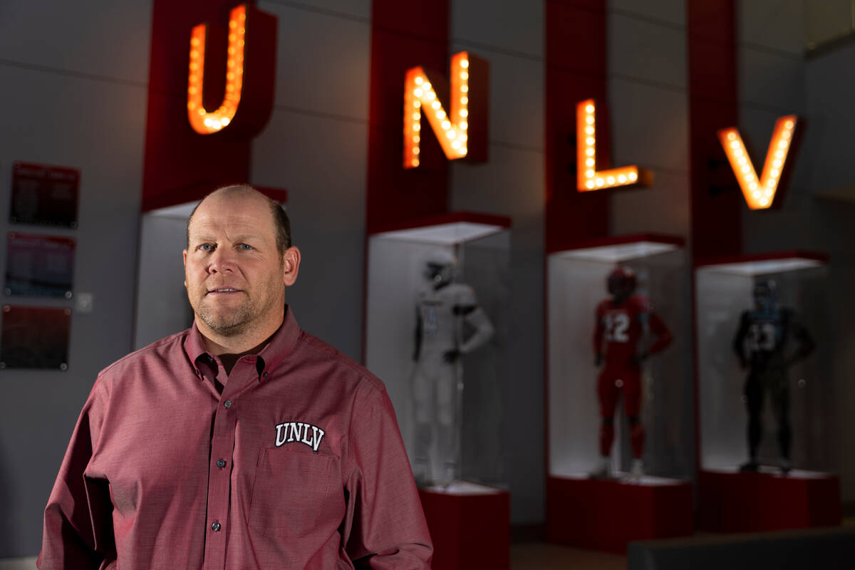 New UNLV football coach Barry Odom poses for a portrait at UNLV's Fertitta Football Complex in ...