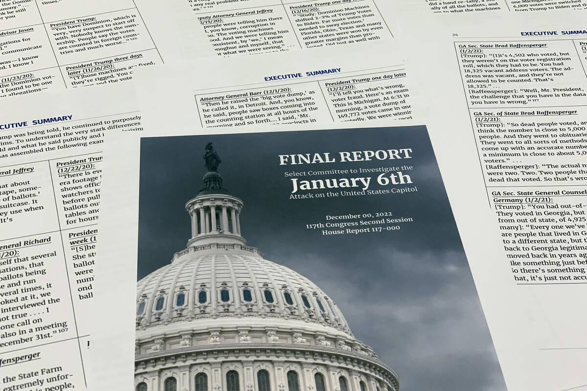 The final report released by the House select committee investigating the Jan. 6 attack on the ...
