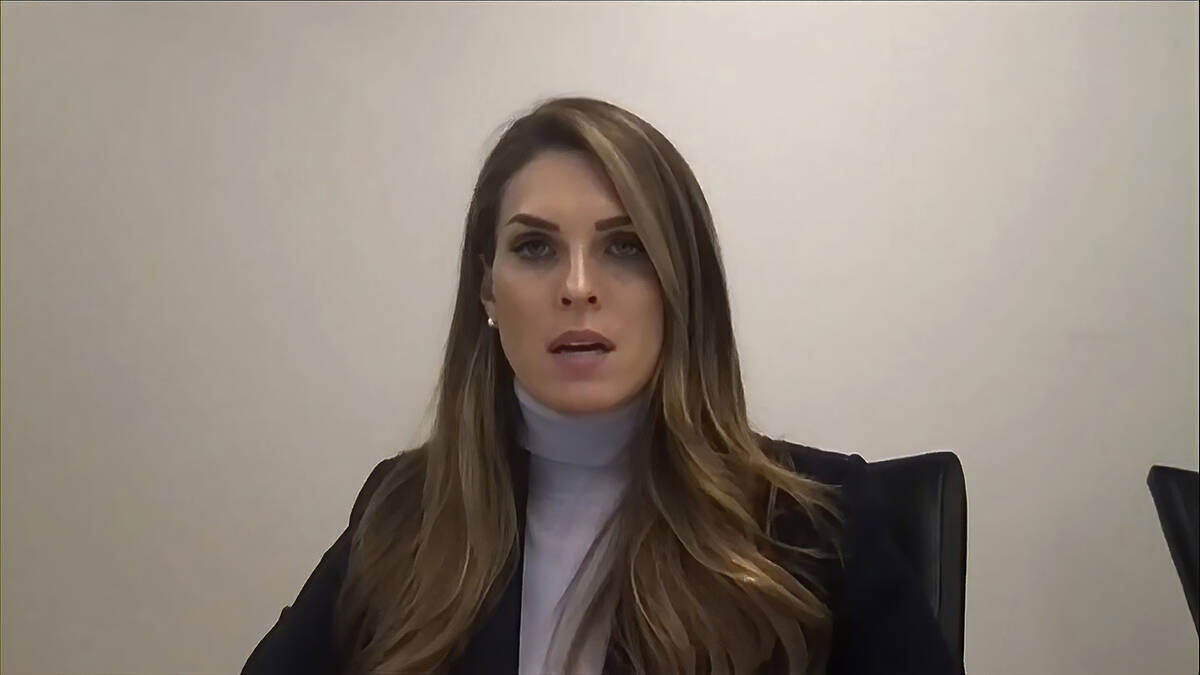 This exhibit from video released by the House Select Committee, shows Hope Hicks, during an int ...