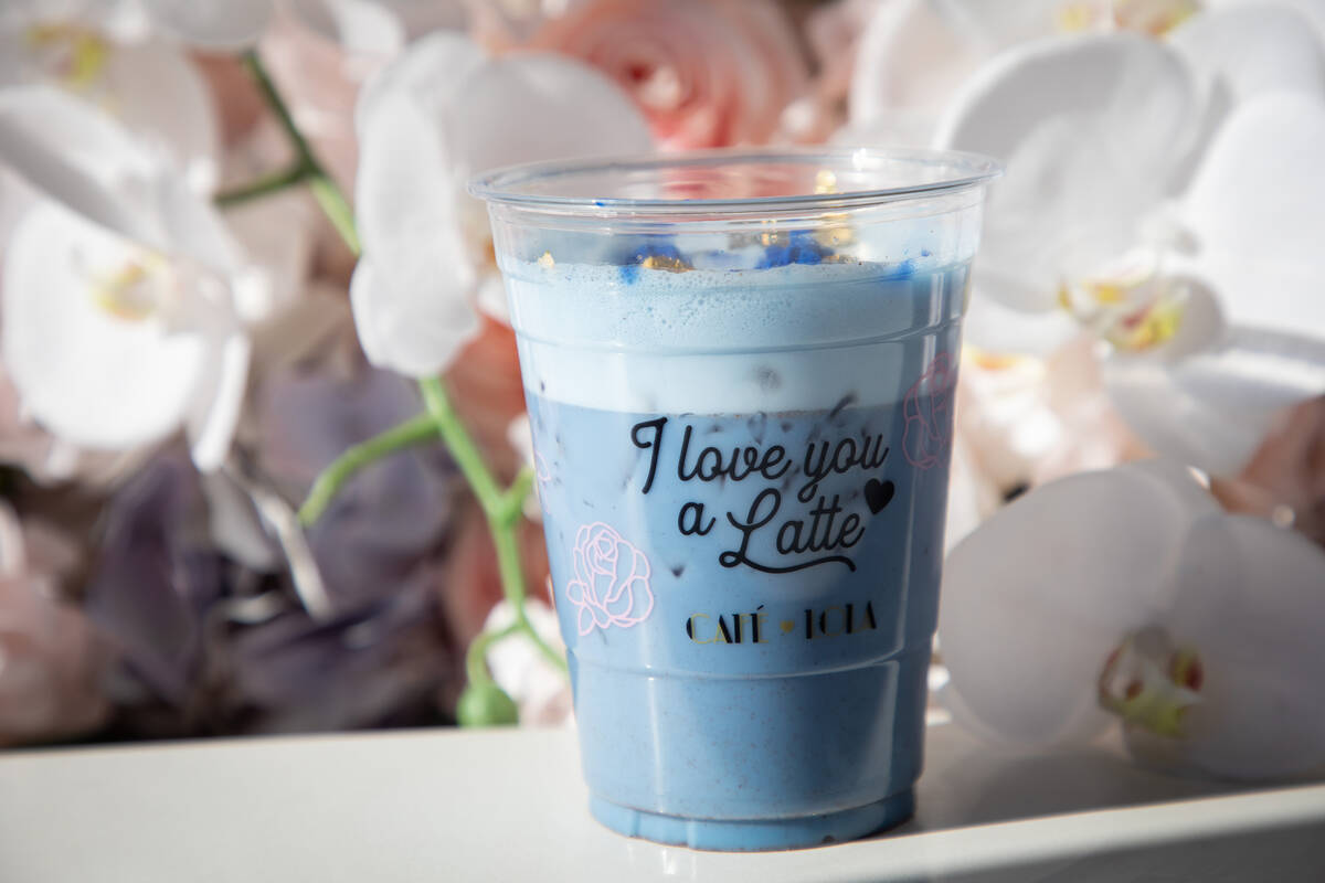 The Blue Moon superfood latte at Cafe Lola on Friday, Dec. 23, 2022 in Las Vegas. (Amaya Edward ...