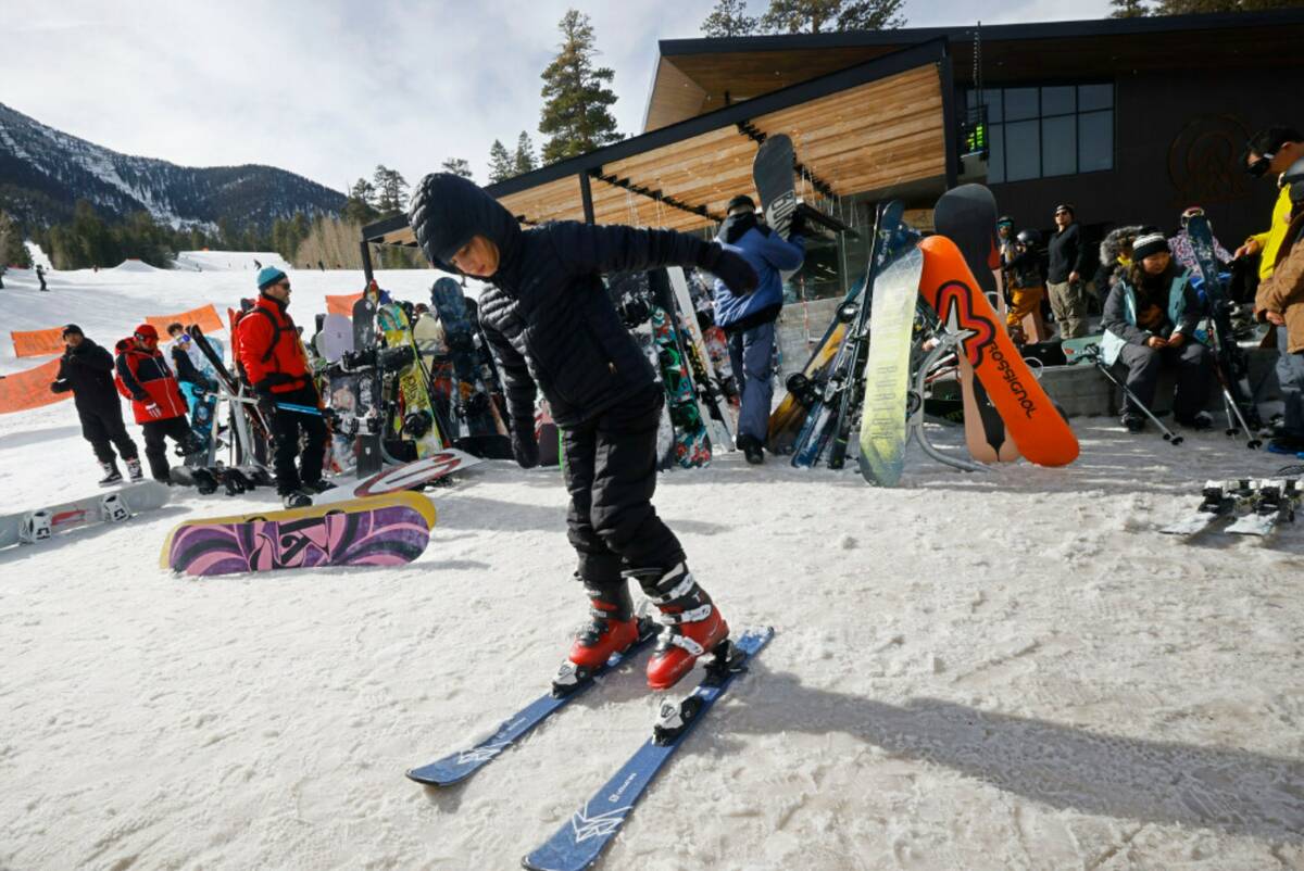 Parker Wasiak, 9, of Las Vegas, is ready to ski, Monday, Dec. 26, 2022, at the Lee Canyon Ski a ...