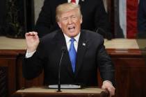 President Donald Trump delivers his State of the Union address to a joint session of Congress o ...