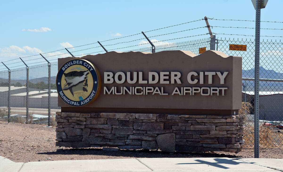 Boulder City Municipal Airport sign. (Boulder City Review file photo)