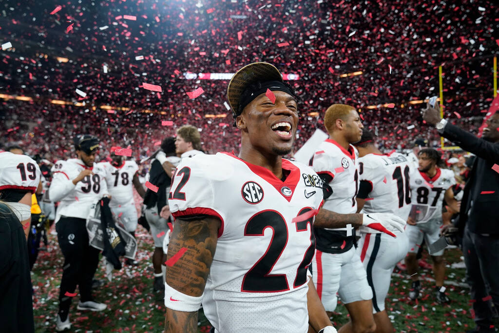 Georgia's Javon Bullard celebrates after the College Football Playoff championship football gam ...