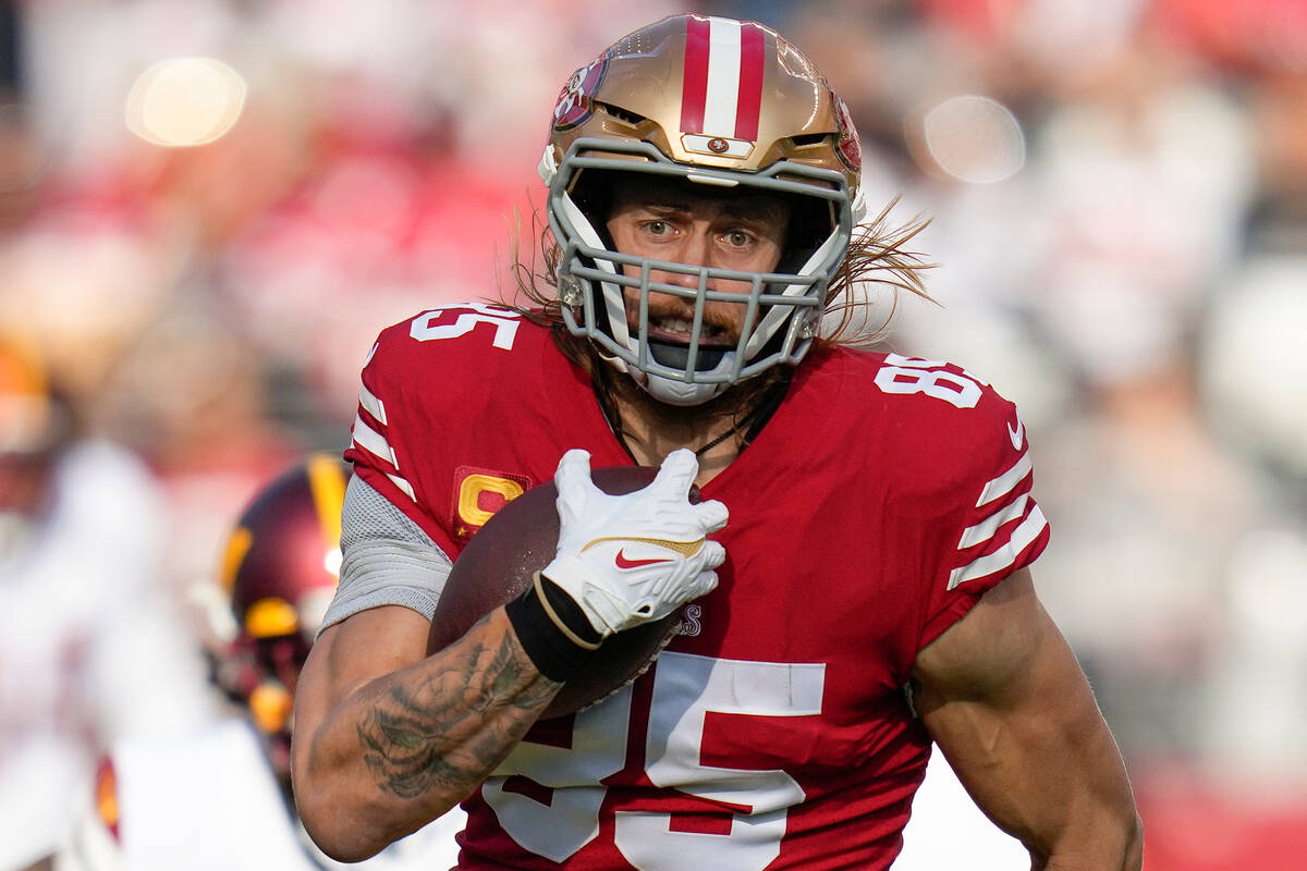San Francisco 49ers tight end George Kittle against the Washington Commanders during the first ...