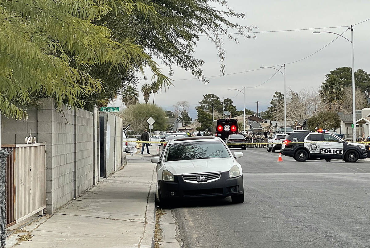 Police investigate an officer-involved shooting Friday, Dec. 30, 2022, near Colusa Circle and N ...