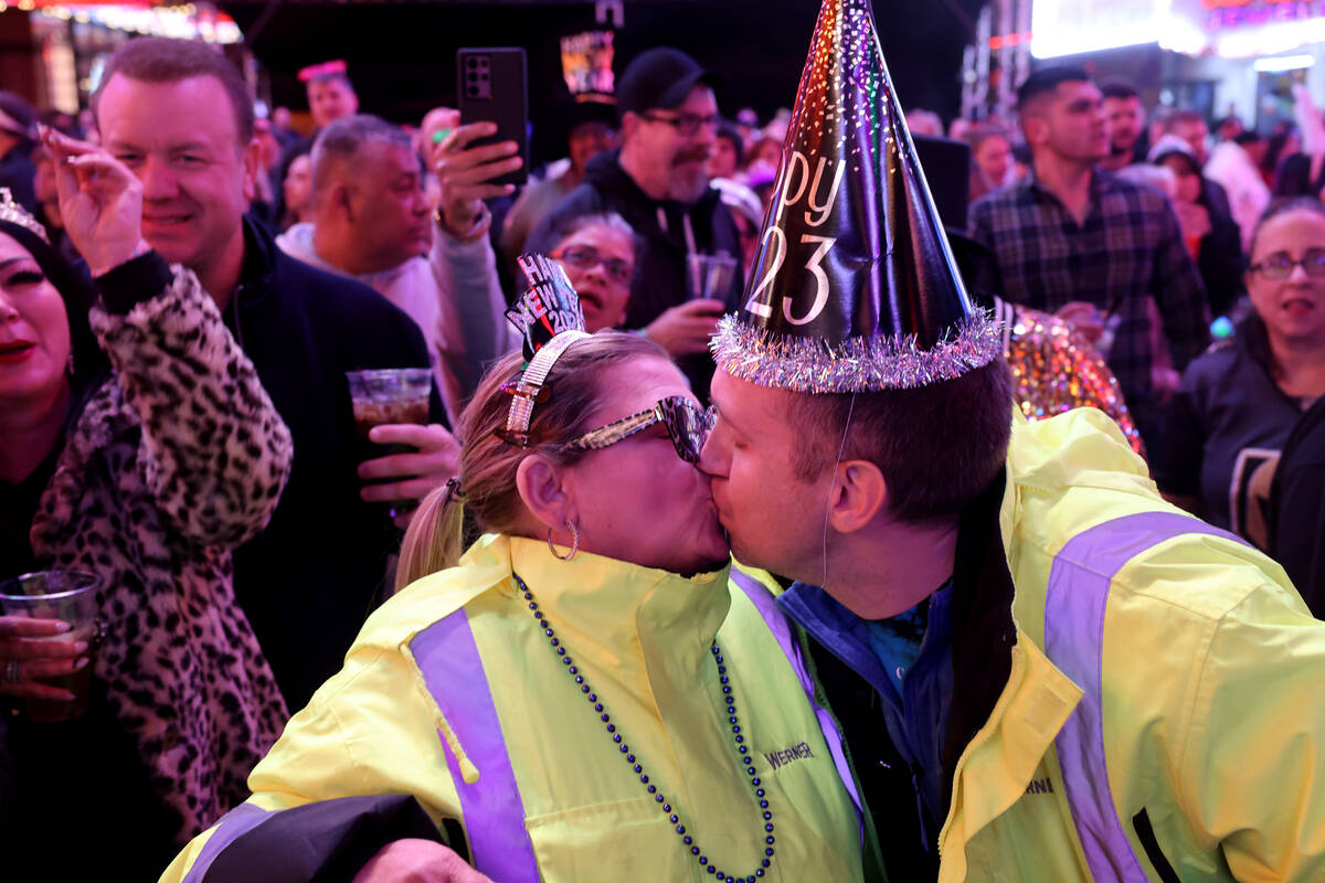 Ryan Hildreth and Valerie Hildreth of Portland Maine celebrate on New Year’s Eve at the ...